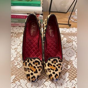 Cole Haan Nike Air Tan Black Orange Leopard Real Fur Chunky Heeled Pumps SZ 8.5